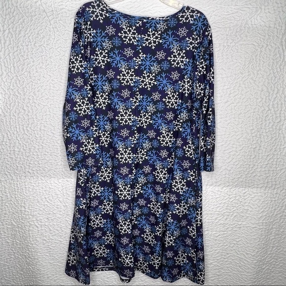 YELETE Snowflake (blue white) Winter
Dress With Pockets 3/4 sleeves SIZE XL - Picture 2 of 6